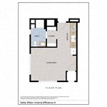 Floor plan for studio, 1 bath, 421 sqft